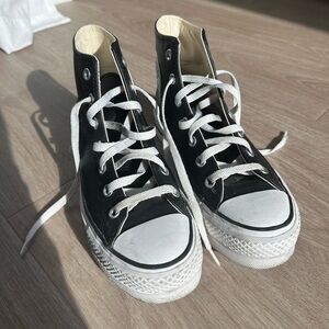 Black Leather Platform Converse